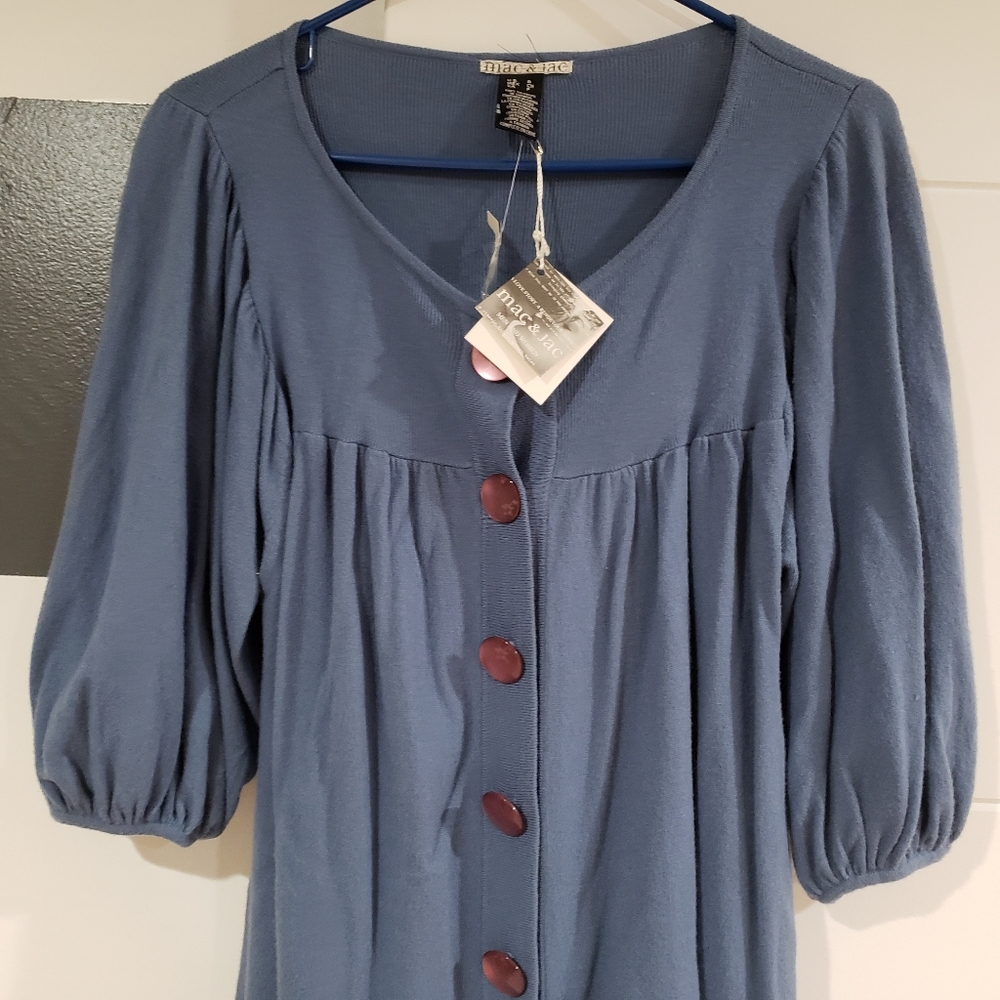 BNWT MAC & JAC tunic button puff-sleeve top (S) - Picture 4 of 6